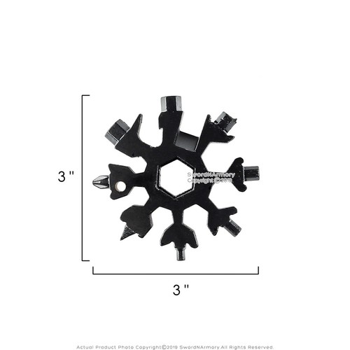 18-in-1 Snowflake Multi-tool Stainless Steel Keychain Silver Black Rainbow - Picture 4 of 22