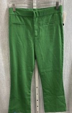 Zara Women's Green Flared Pants Cotton Blend Size Medium