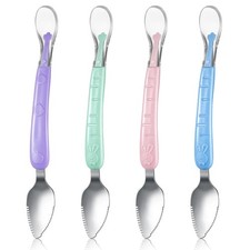 4 Pcs Double Head Baby Silicone Food Spoon Baby Fruit Scraping Mud Spoon Soft...