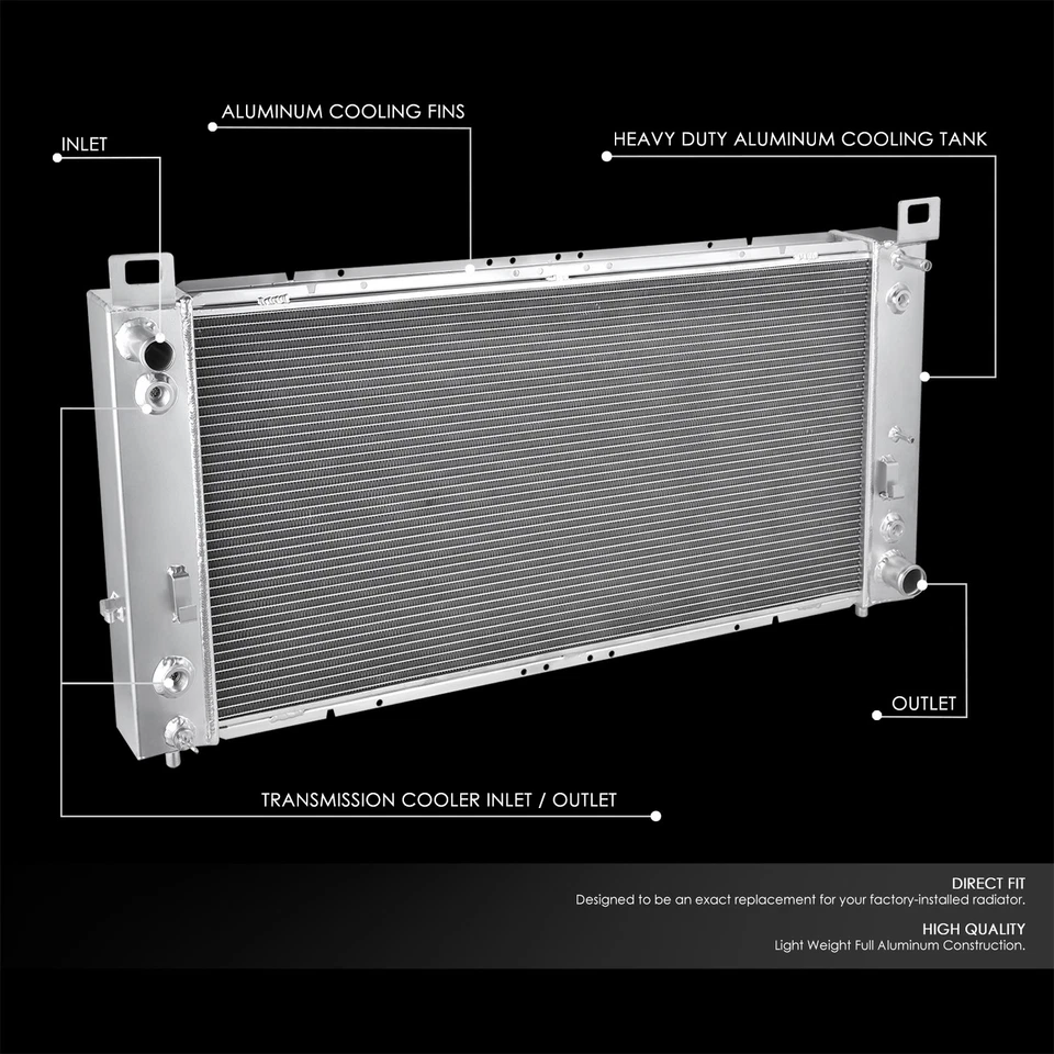 4-ROW T-6061 34" ALUMINUM CORE RADIATOR FOR 2000-2014 TAHOE SONORA SUBURBAN - Image 2 of 4