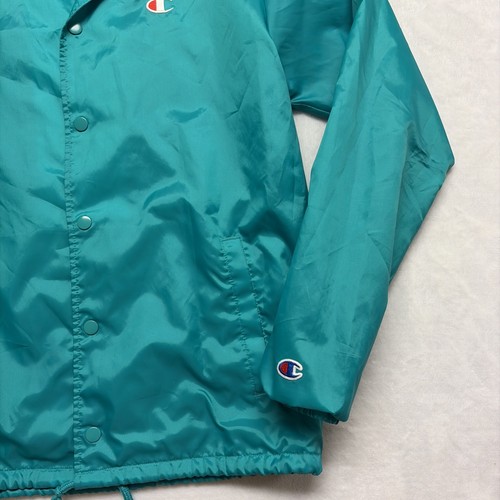 Vintage Champion Mens M Coaches Aqua Snap Lined Lightweight Windbreaker Jacket - Picture 4 of 10