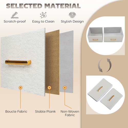 HOMCOM Boucle Chest of Drawers, 2 USB & 2 AC Ports, 8 Drawers Dresser - Picture 5 of 11