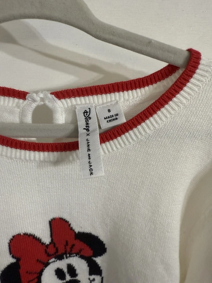 Свитер для девочек Janie And Jack Disney Minnie Mouse белый красный с оборками отделка 8 - Изображение 3 из 4