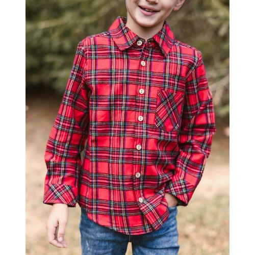 Love & Grow Holiday Plaid Button Up Shirt Size 8 - Picture 8 of 11