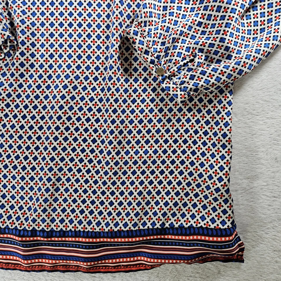 Blusa Merona Top Grande Geométrica Brillante Satén Carrera Oficina Core Uso Diario  Foto 4 de 4