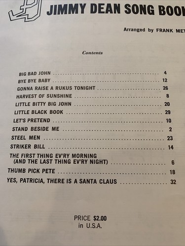 Vintage 1960s The Jimmy Dean Songbook Country Sheet Music Collection - Picture 7 of 7