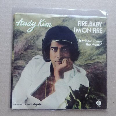 ANDY KIM Fire Baby I'm On Fire 45 7'' Vinyl Record POP ROCK + Picture Sleeve