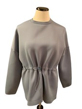 Sweaty Betty Relaxed Sweatshirt Athleisure Drawstring Crewneck Pullover Blue S