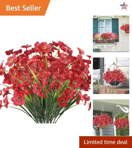 10 Bundles of Outdoor UV Resistant Fake Flowers - No Fade Faux Plastic Greenery
