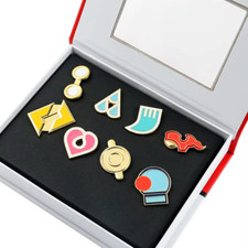8pcs/set Pokemon Cartoon Anime Gym Badges Brooch for Cosplay with Collector Box