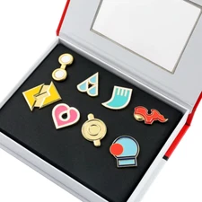 8pcs/set Pokemon Cartoon Anime Gym Badges Brooch for Cosplay with Collector Box