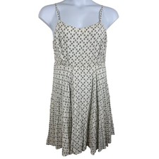 Old Navy Size Large Short A-Line Cami Dress Cream Black Dot Print Casual Rayon