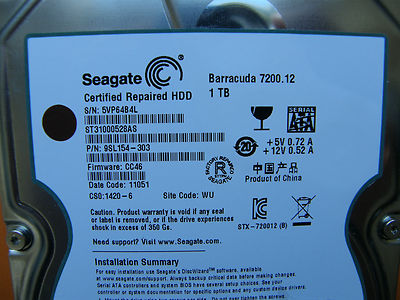 1 TB Seagate ST31000528AS / 9SL154-303 / CC46 / WU / 100535537 REV A  Festplatte