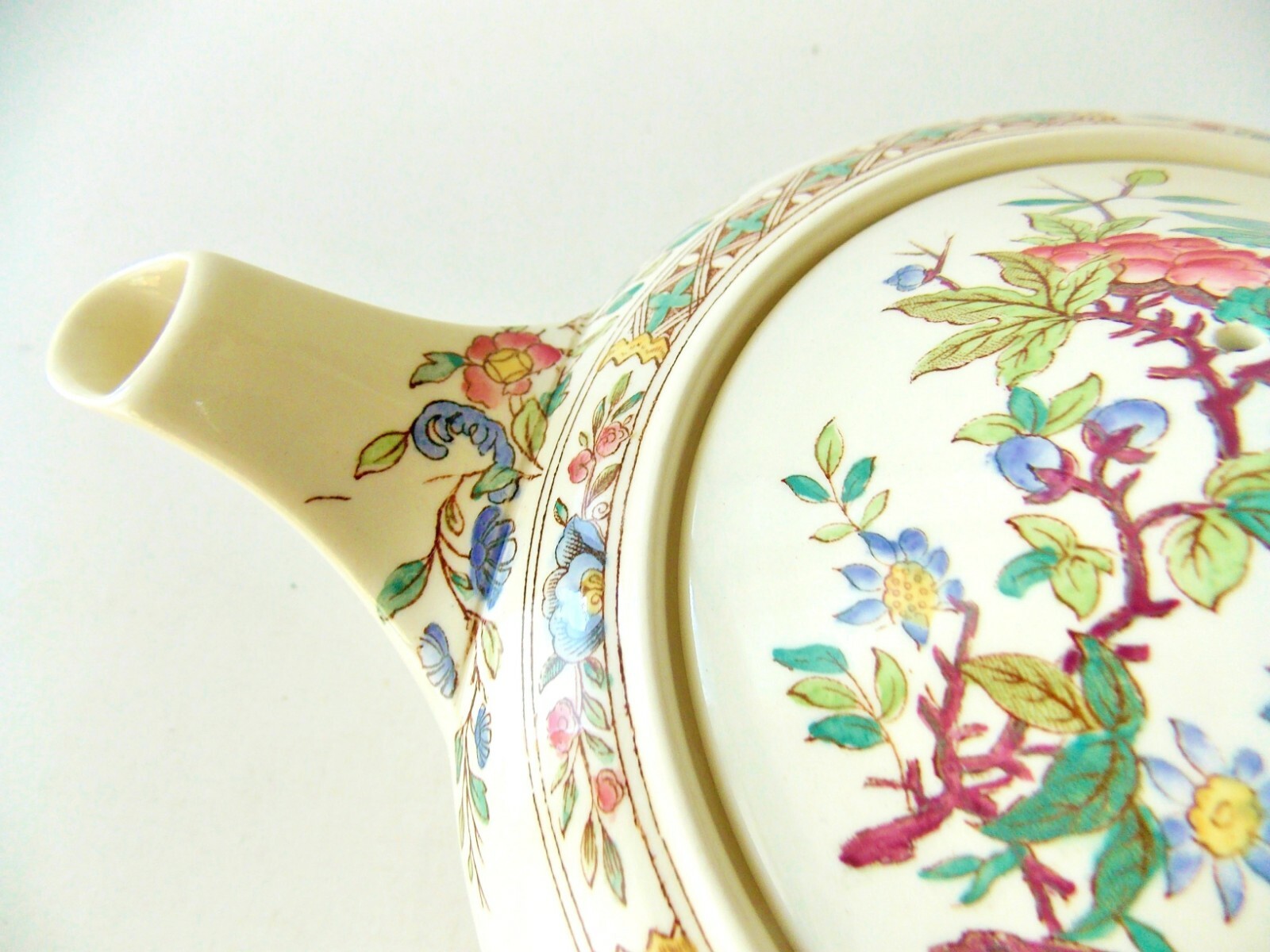 WEDGWOOD KHUTANI AND CUCKOO PORCELAIN TEAPOT BLUE BIRD AND MULTICOLORED