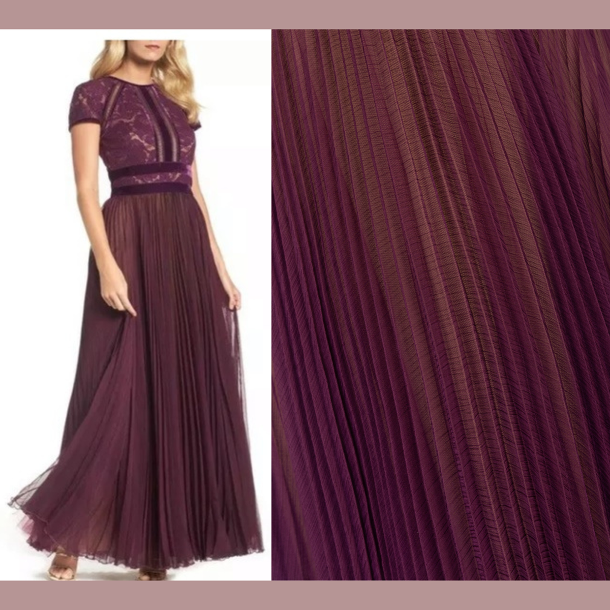 NEW $538 Tadashi Shoji Amanda Lace Chiffon A-Line Gown in