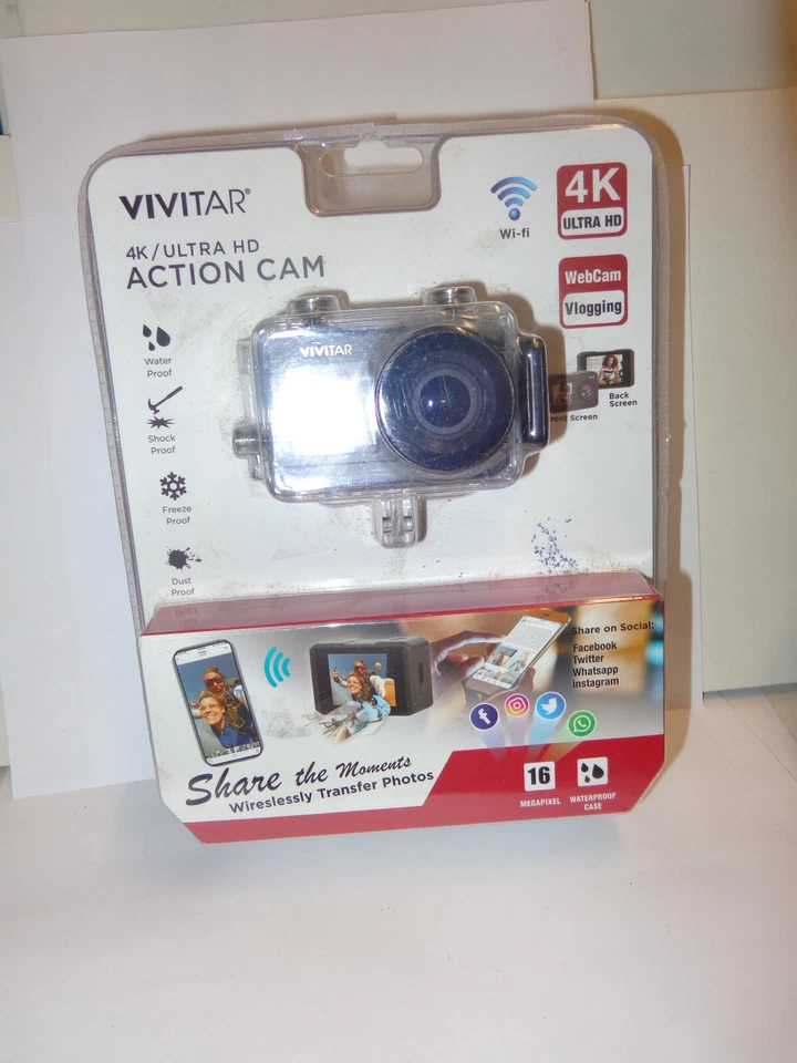 Camera Vivitar 4k ultra hd action cam 16 megapixel waterproof case/unopened box - Image 2 of 4