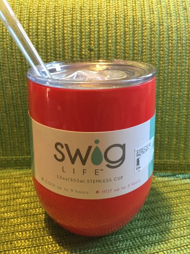 Swig Life Stainless Steel Insulate Stemless Cup 12 OZ RED Cold Hot NWT NEW - 第 1/2 張圖片
