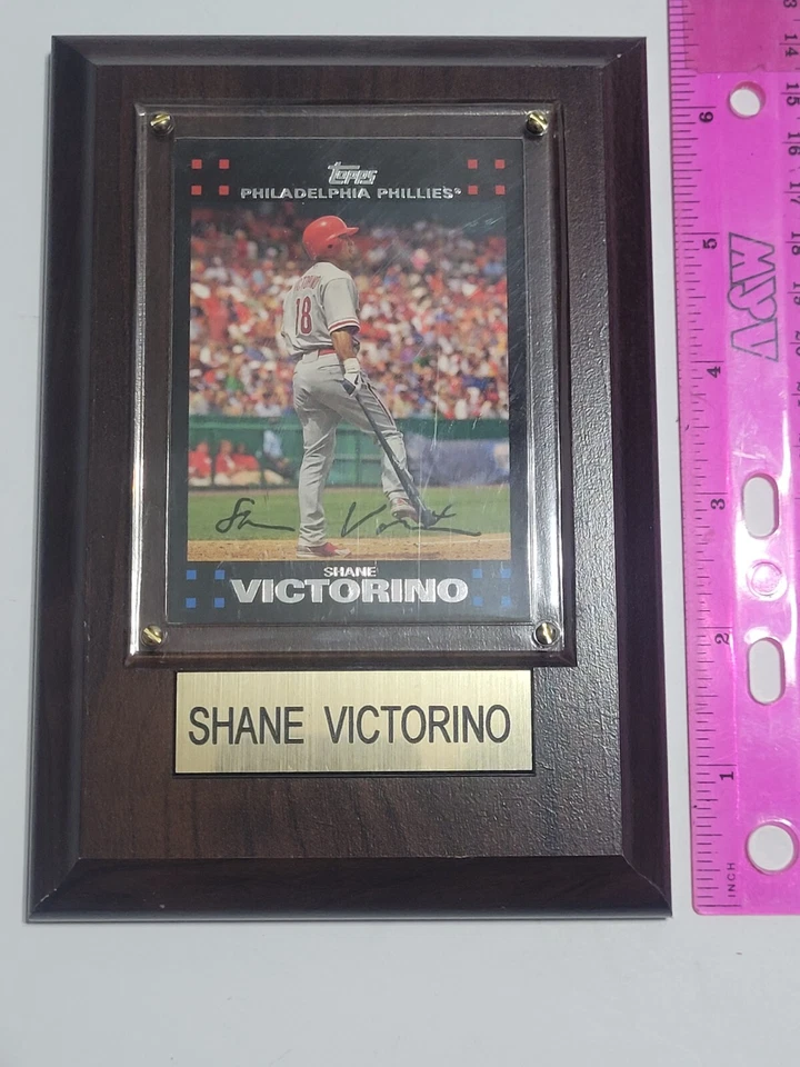 Placa de pared de los Filis de Filadelfia Shane Victorino Topps 6x9" deportiva coleccionable Foto 3 de 4