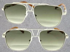 Men's Classic Elegant Modern Retro Hip Hop SUNGLASSES Large Square Silver Frame