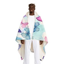 Butterfly Hooded Sherpa Fleece Blanket