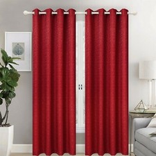 Two Panels Jacquard Embroidered Grommet Top Window Curtain Panel Drapes 281001