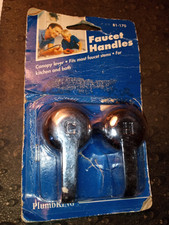 Vintage PlumbKING 81-170 Mid Century Metal Chrome Hot Cold Water Faucet Handle