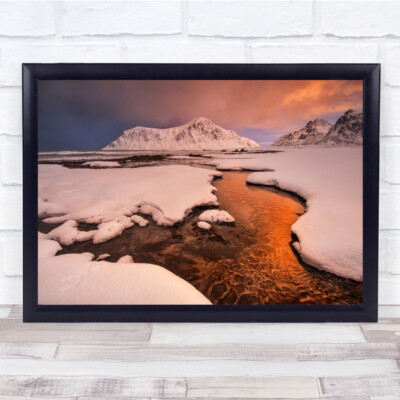 Landschaft lofoty norwegischer Fjorden Meer Felsen bewölkte Landschaft Küste Druck
