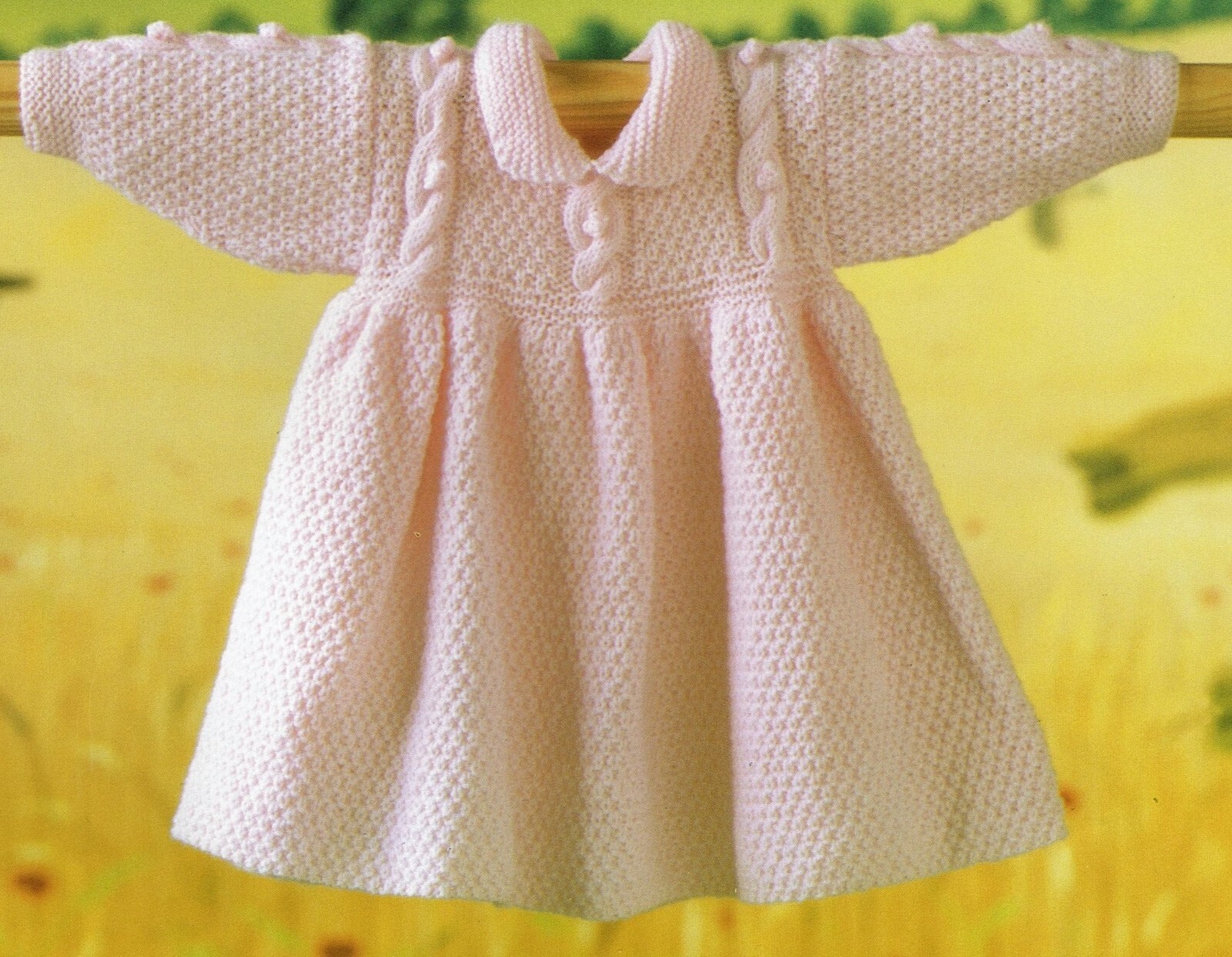 Baby girl dress cardigan + hat knitting pattern in DK. 4 sizes inc. new