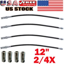 2/4x 12" Flexible Grease Gun Whip Hoses Heavy Duty Extension Tube With Connector