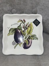 Effetti Appetizer Serving Square Plate Eggplants 7x 7” Made In Italy Ceramic NWT