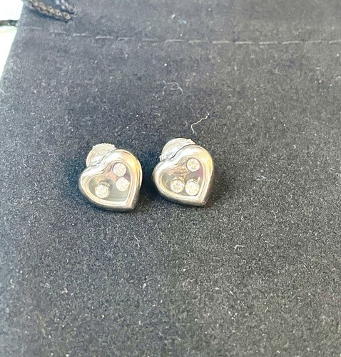 Chopard Floating Happy Diamonds Heart Stud Earrings in 18K White Gold - Picture 7 of 9