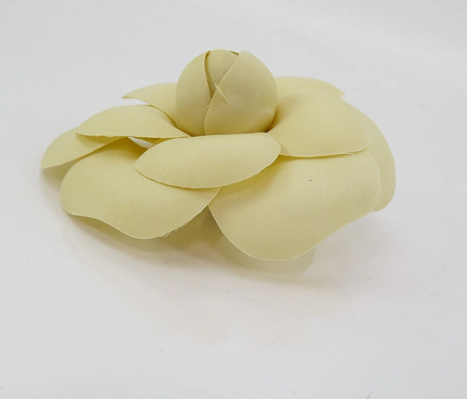 Authentic CHANEL Off White Fabric Camellia Brooch Pin #61237 - Image 3 of 4