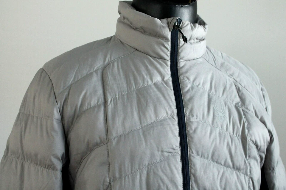 Chaqueta de invierno Spyder Puffer para hombre talla mediana gris azul Foto 2 de 4