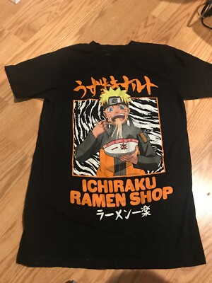 NARUTO Shippuden Men s T Shirt Ichiraku Ramen Shop Black Anime ￼Size S (34/36)