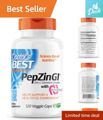 Premium Digestive Support - Vegan Zinc-L-Carnosine - Non-GMO - 120 Veggie Caps