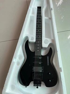 Custom Black Headless Electric Guitar 24 Frets SSH Pickups Black Hardware