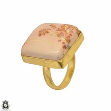 Size 7.5 - Size 9 Adjustable Yellow Merlinite 24K Gold Plated Ring GPR1535