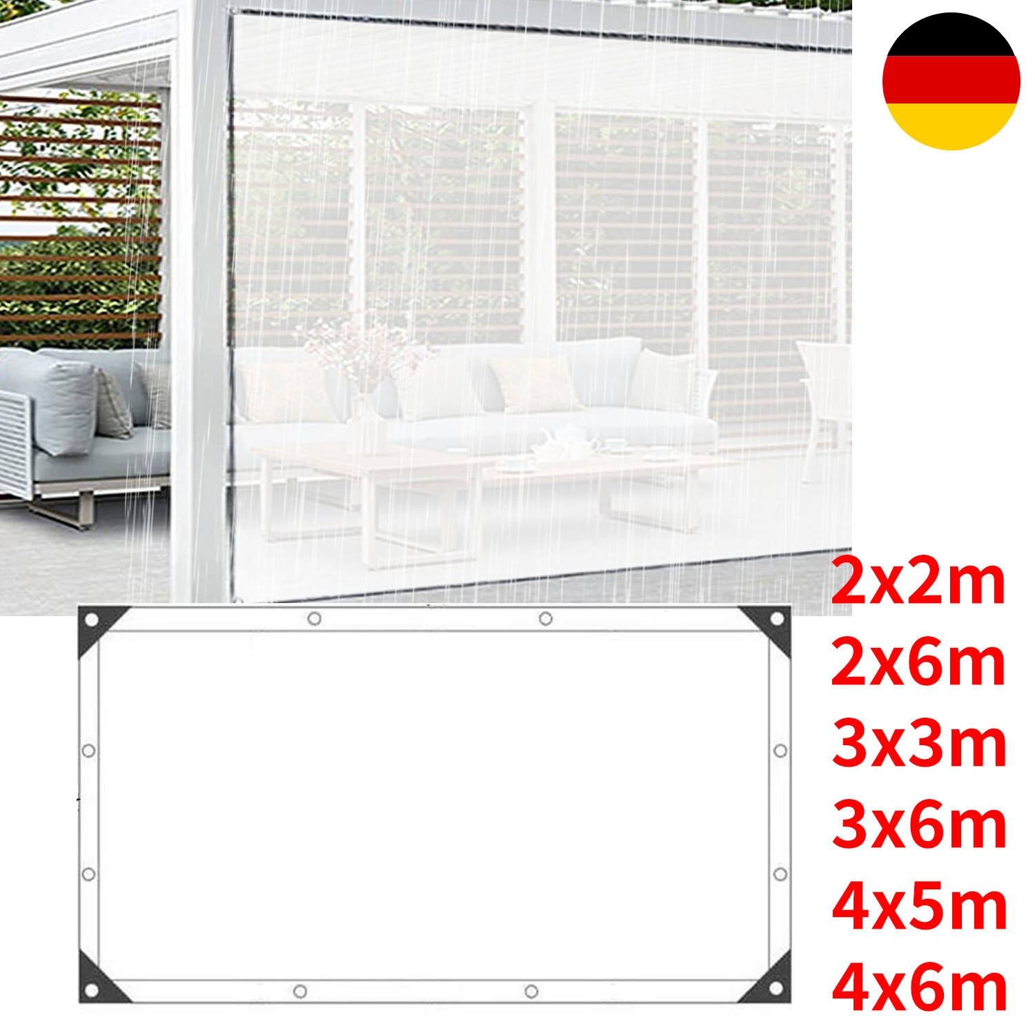 Transparente PVC-Plane 1x3,5 M – Wasserdicht, Wetterfest Mit Ösen & Seil Zum Schutz