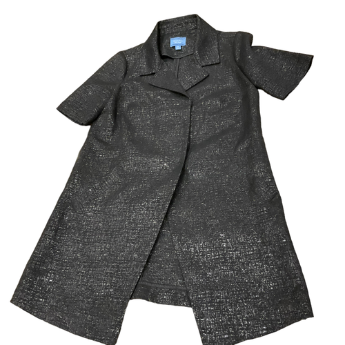 M SIMPLY VERA WANG women’s black cotton blend blazer coat Sz short sleeve tunic - Picture 10 of 12