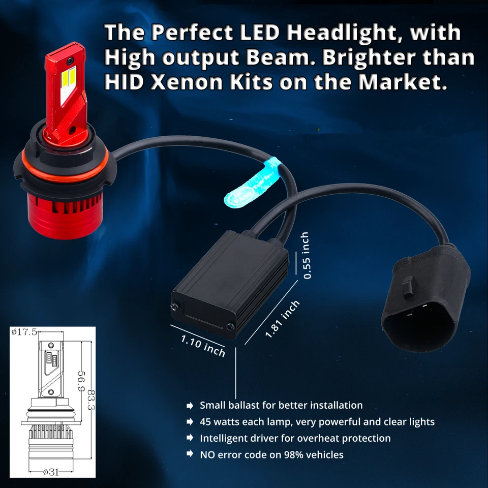 LED 6000K White Headlight Bulbs Lamp for Peterbilt Truck, OFF-ROAD Headlamps - Image 4 of 4