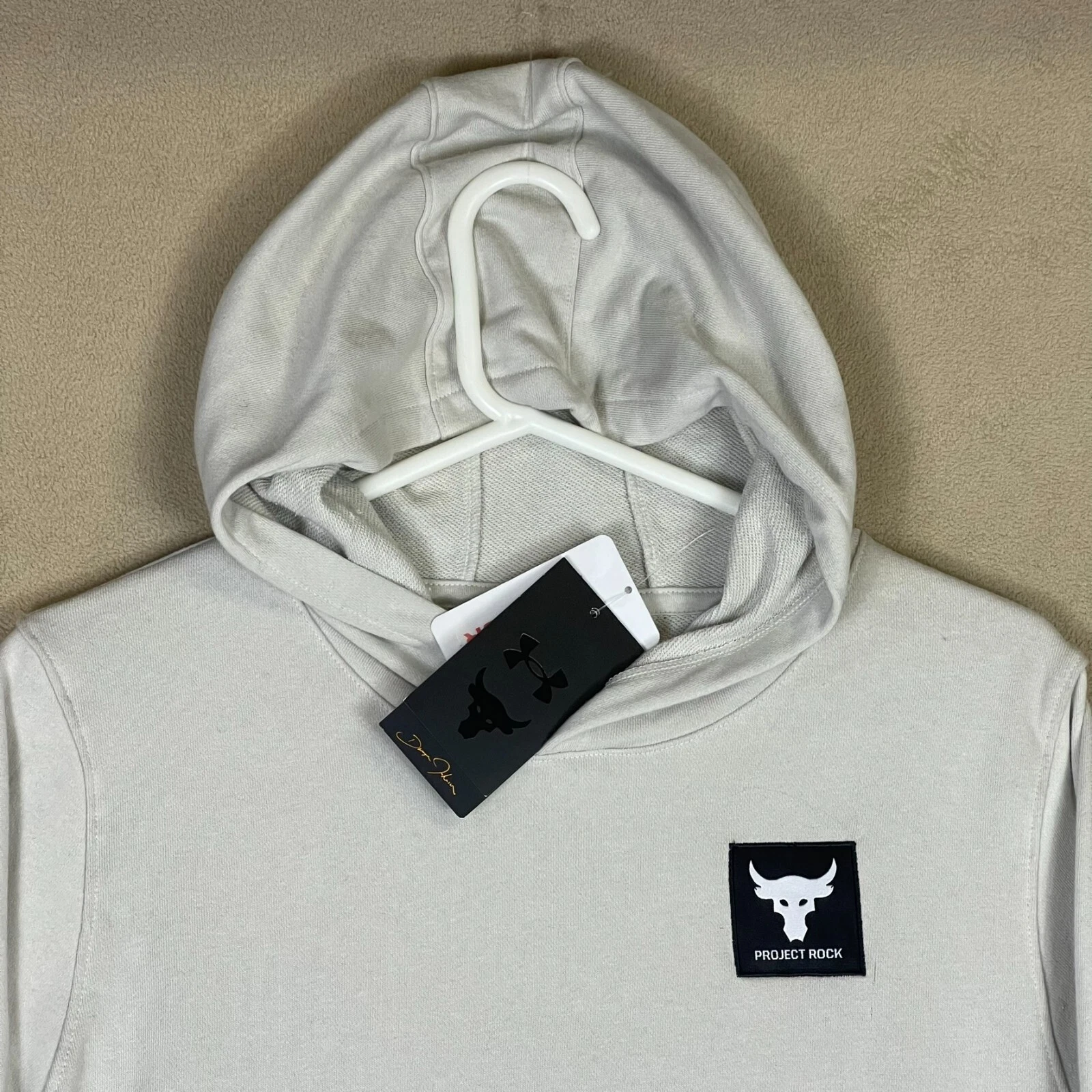 OFF WHITE Felpa con cappuccio Under Armour gioventù extra large bianca Project pullover da uomo nuova con etichette