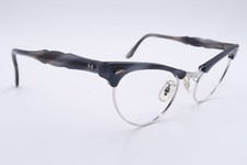 NOS ArtCraft Eyeglasses FRAME 48-22 Blue Stripe Browline 1/10 12k GF Silver D867