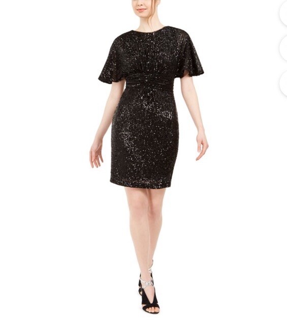 Calvin Klein Size 6 Black Sequin Kimono Dress Short Sleeve V Neck Formal | eBay Calvin Klein Size 6 Black Sequin Kimono Dress Short Sleeve V Neck Formal | eBay