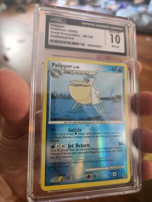 CGC 10 Gem Mint INK ERROR Great Encounters Reverse Holo Pelipper 48/106 ...