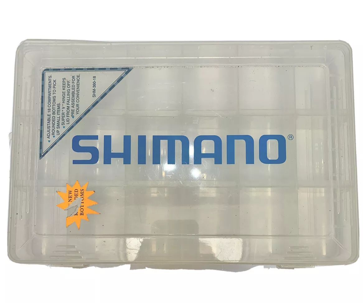 Shimano Plastic Tackle Box with 18 Adjustable Compartments. Crack