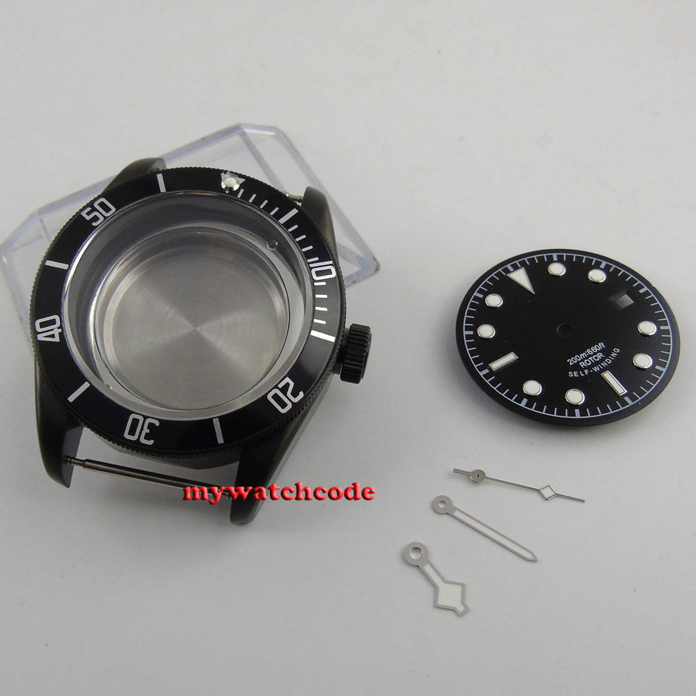 41mm sterile PVD black bay date Case Set for ETA 2824 2836