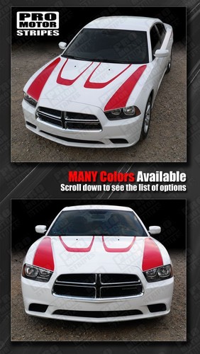 Dodge Charger 2011-2014 Hood Blackout With Strobe Stripes Decals - Foto 7