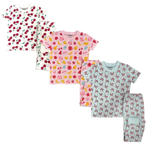 Kids Baby Toddler Girl Pajamas Set Super Soft Snug Fit - 3-Pack Size 12M to 8Y - Picture 3 of 46