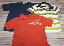 BOYS SHIRTS SIZE SMALL 5-7 HAWK POLO GREEN STRIPED-NAVY BLUE-RED POLO SET OF 3