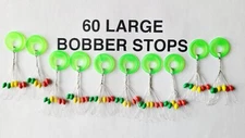 60 LARGE BOBBER STOPPERS ( 60 COLORED STOPS 10 RINGS) SIZE oval stops